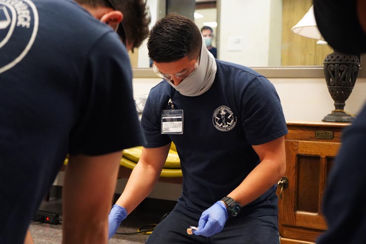 Paramedic students at education expo