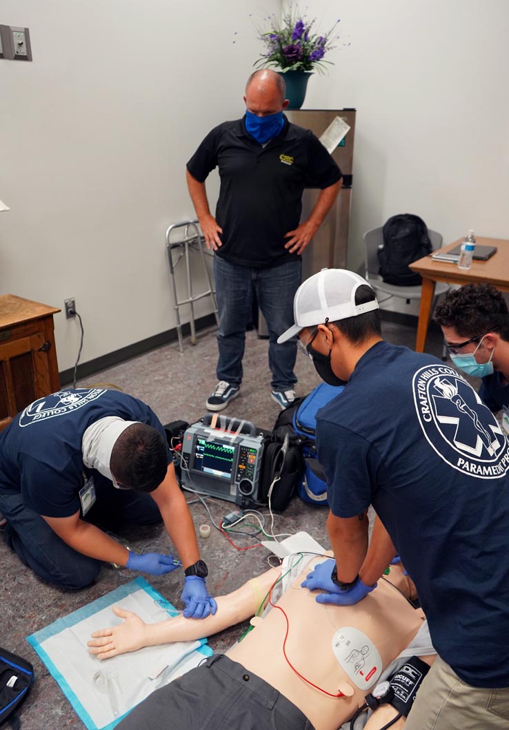 Paramedic students at education expo