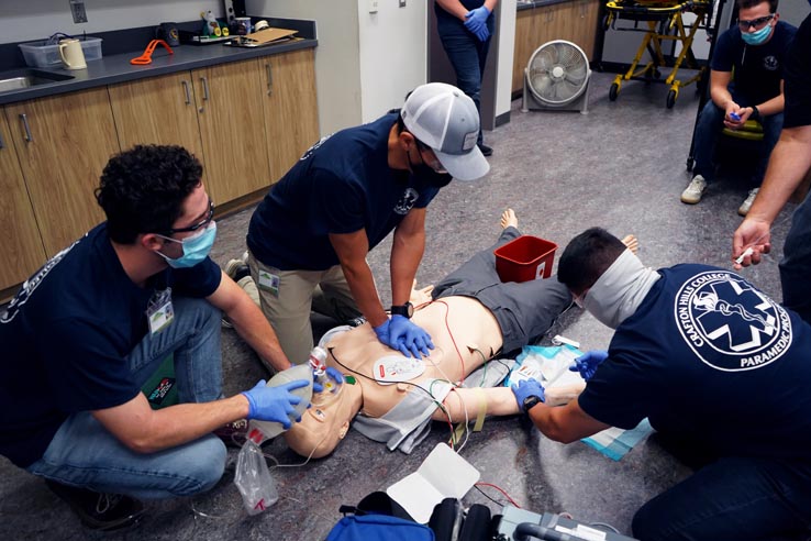 Paramedic students at education expo