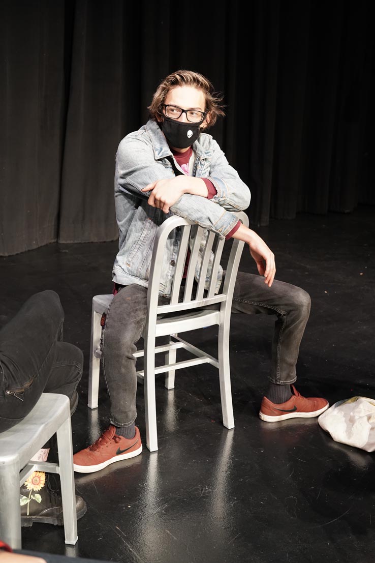 Theatre students wearing protective masks