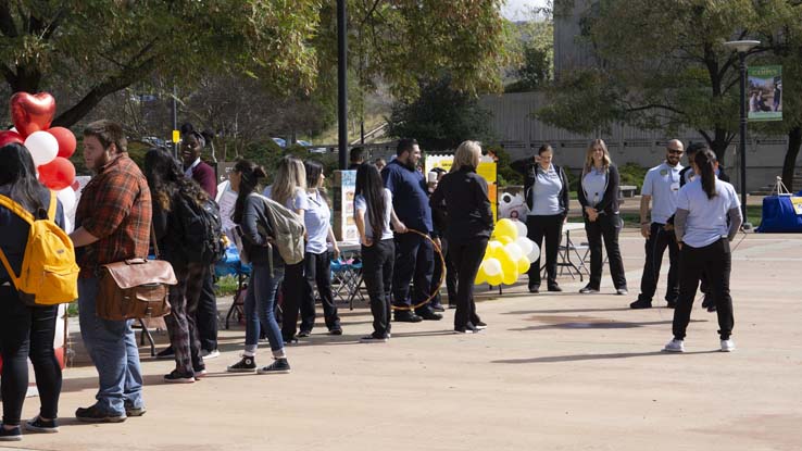 People enjoying Club Rush and the Health Fair