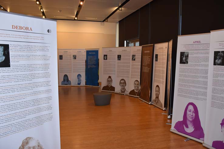 A student browsing the gallery at the event.