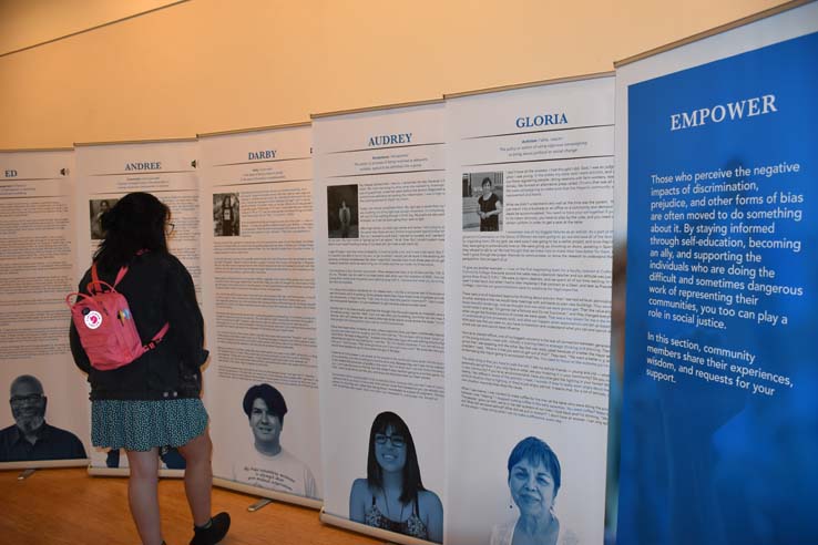 A student browsing the gallery at the event.