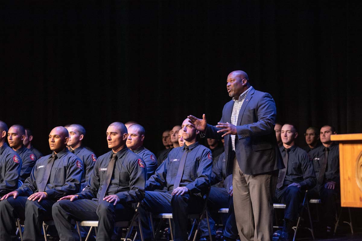 People enjoying the Fire Academy graduation