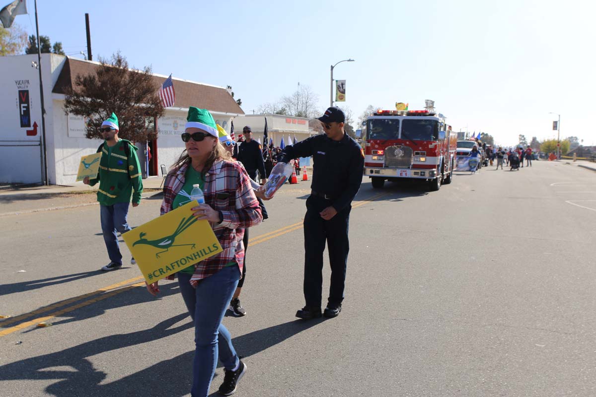 People enjoying the Yucaipa Christmas Parade