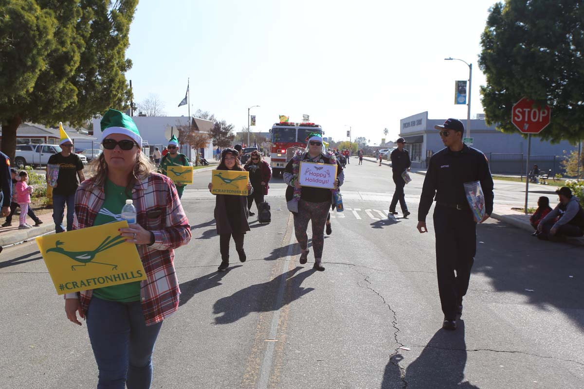 People enjoying the Yucaipa Christmas Parade