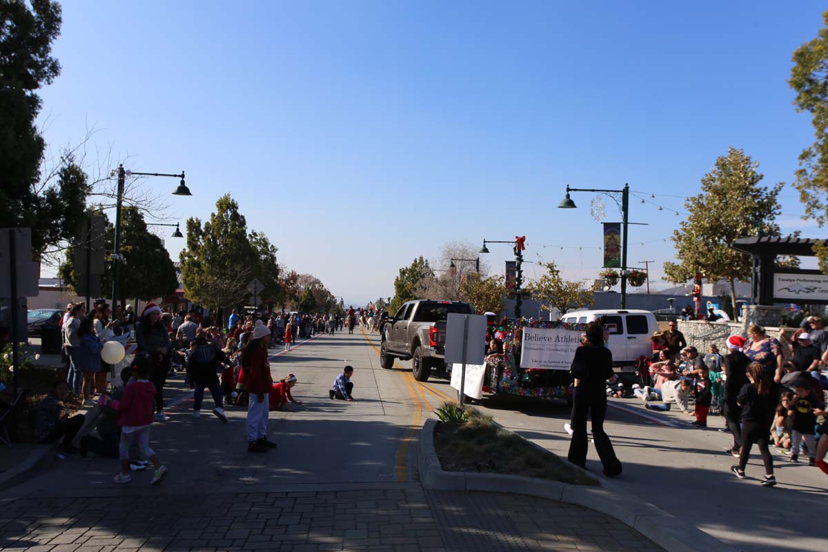 People enjoying the Yucaipa Christmas Parade