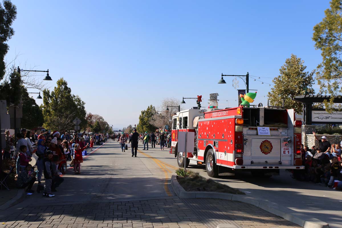 People enjoying the Yucaipa Christmas Parade