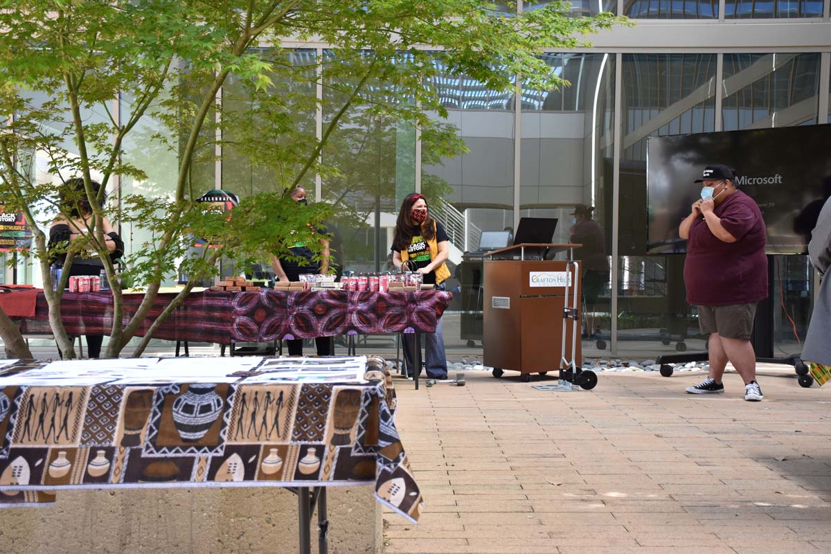 People enjoying Black History Month event