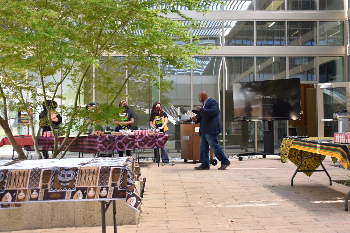 People enjoying Black History Month event