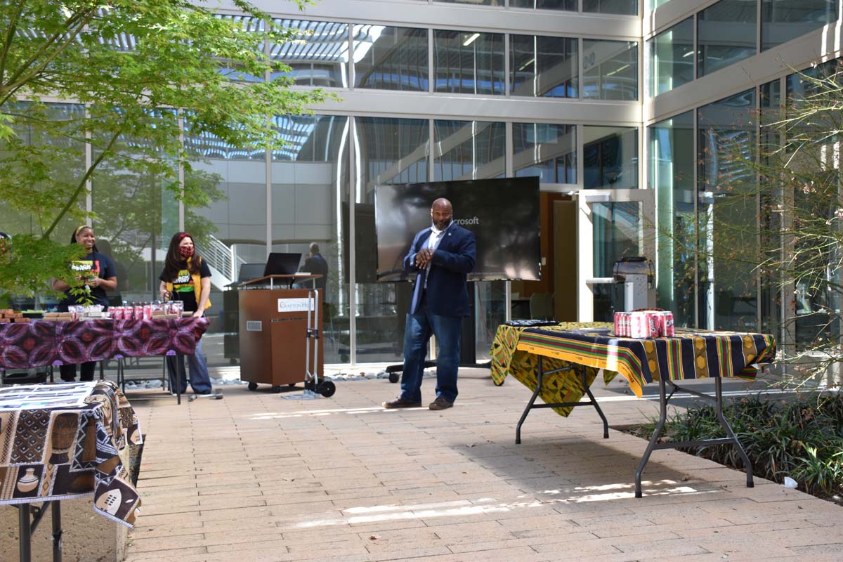 People enjoying Black History Month event