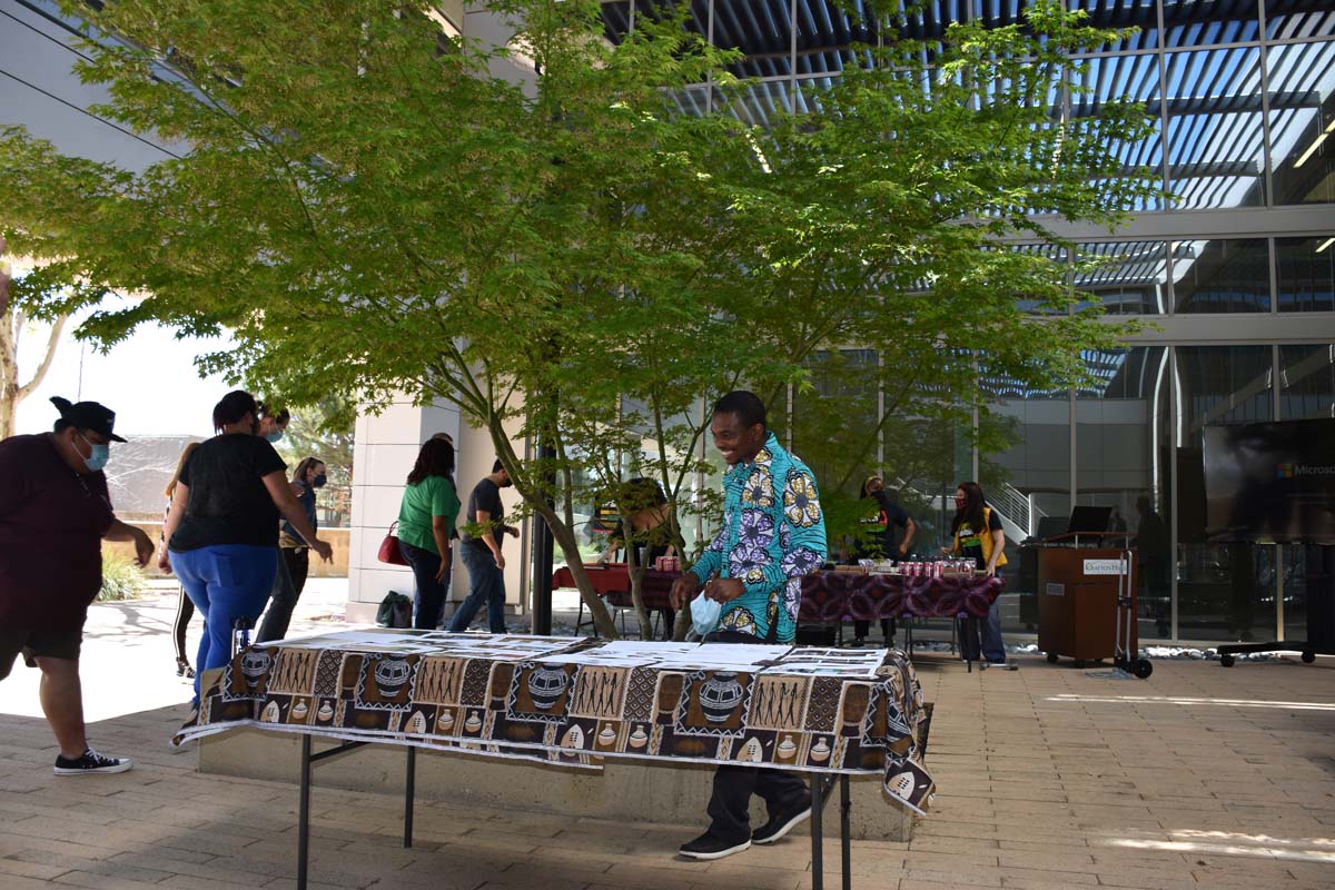 People enjoying Black History Month event