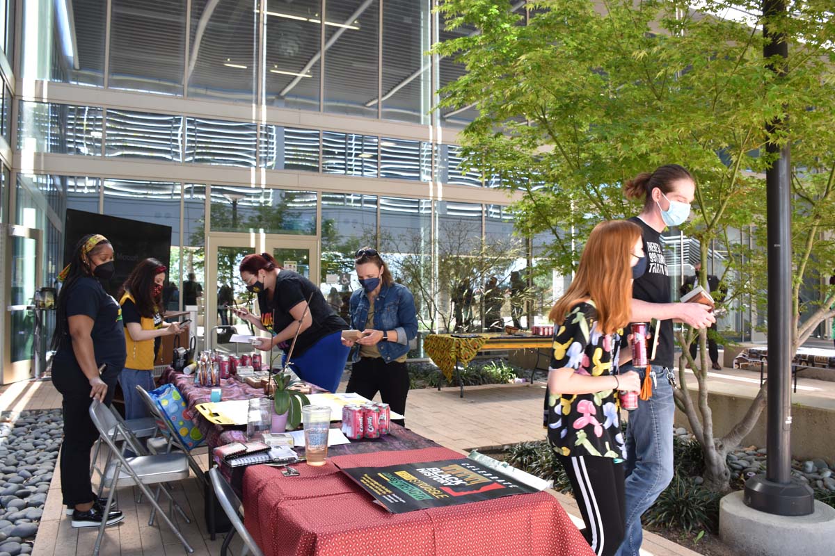 People enjoying Black History Month event