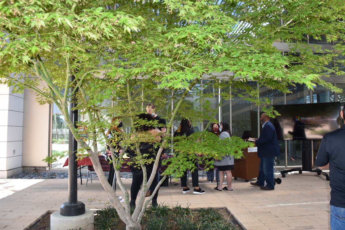 People enjoying Black History Month event