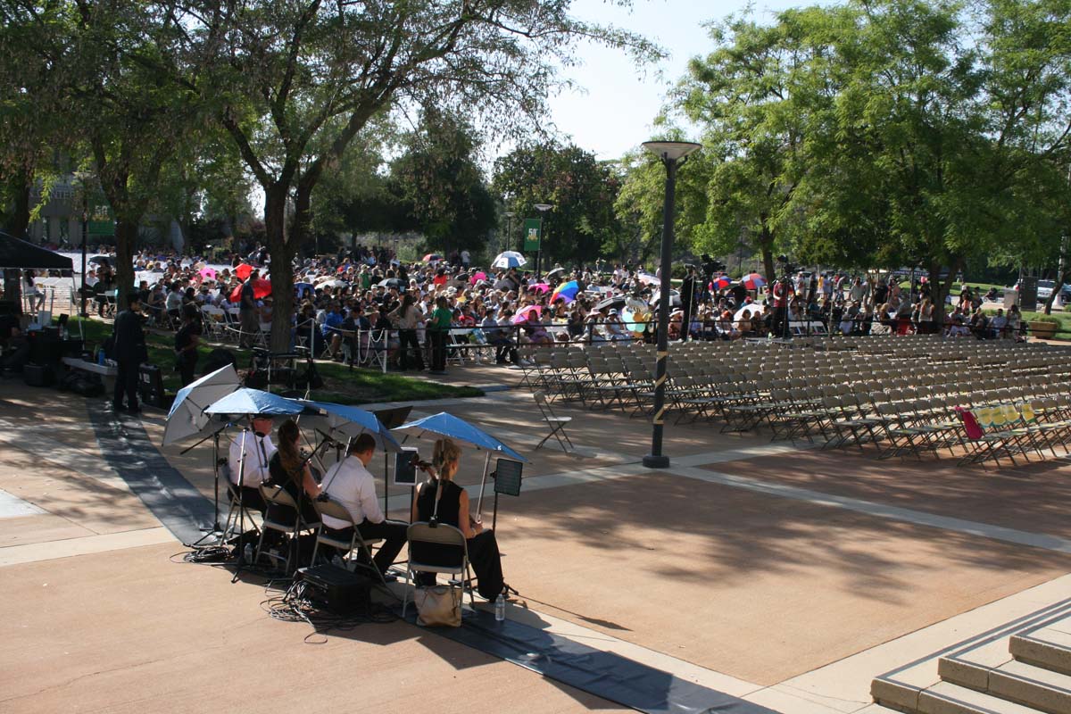 People enjoying Commencement