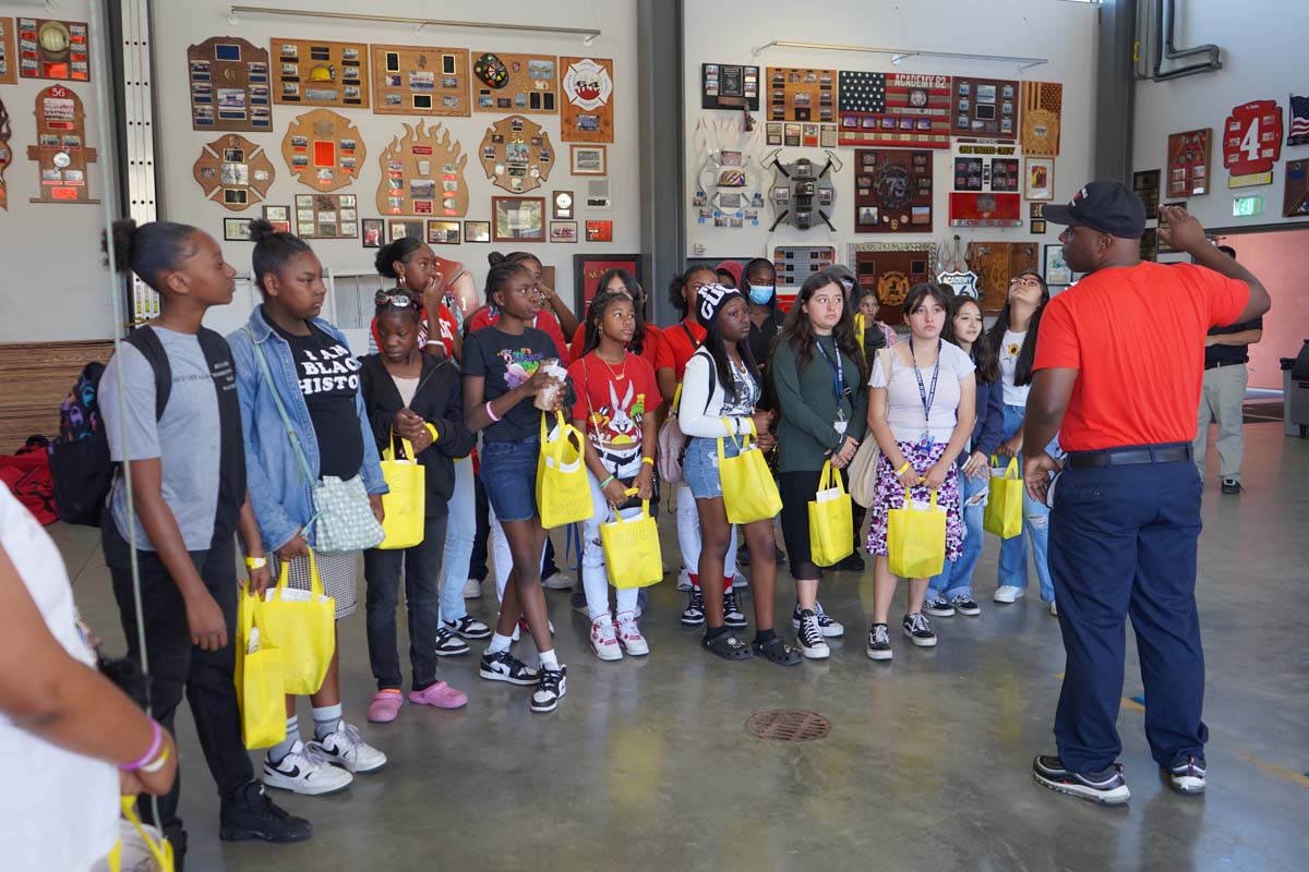 People enjoying Girl Scout event