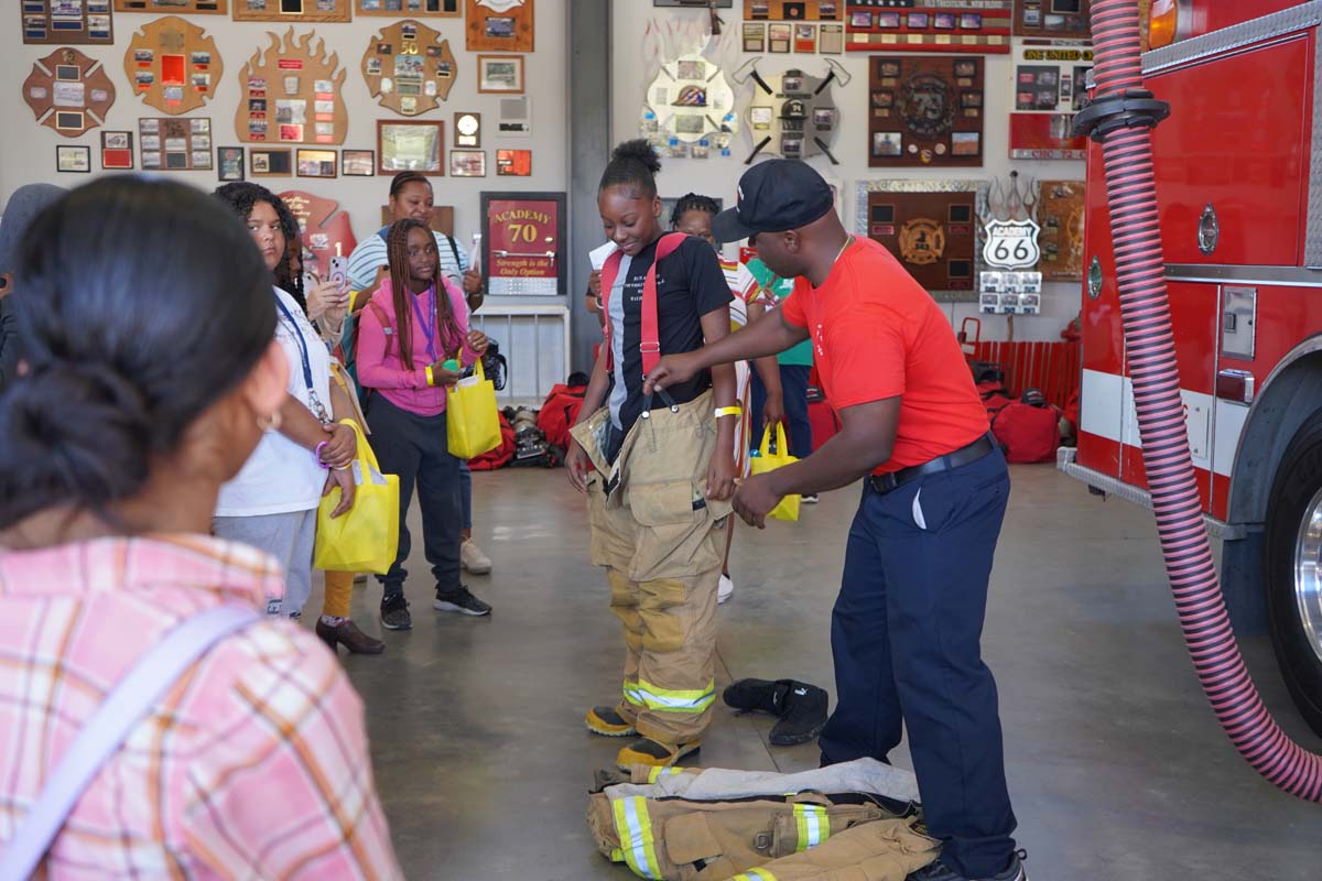 People enjoying Girl Scout event