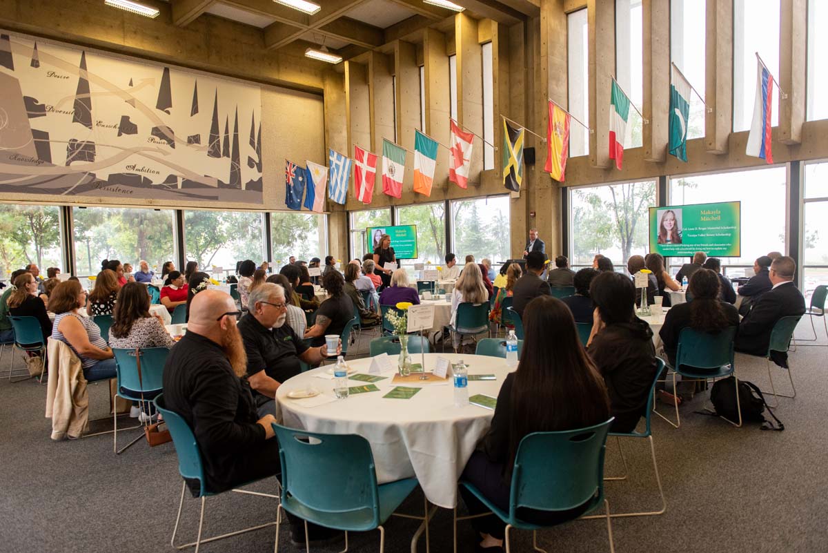 People enjoying the Scholarship Reception