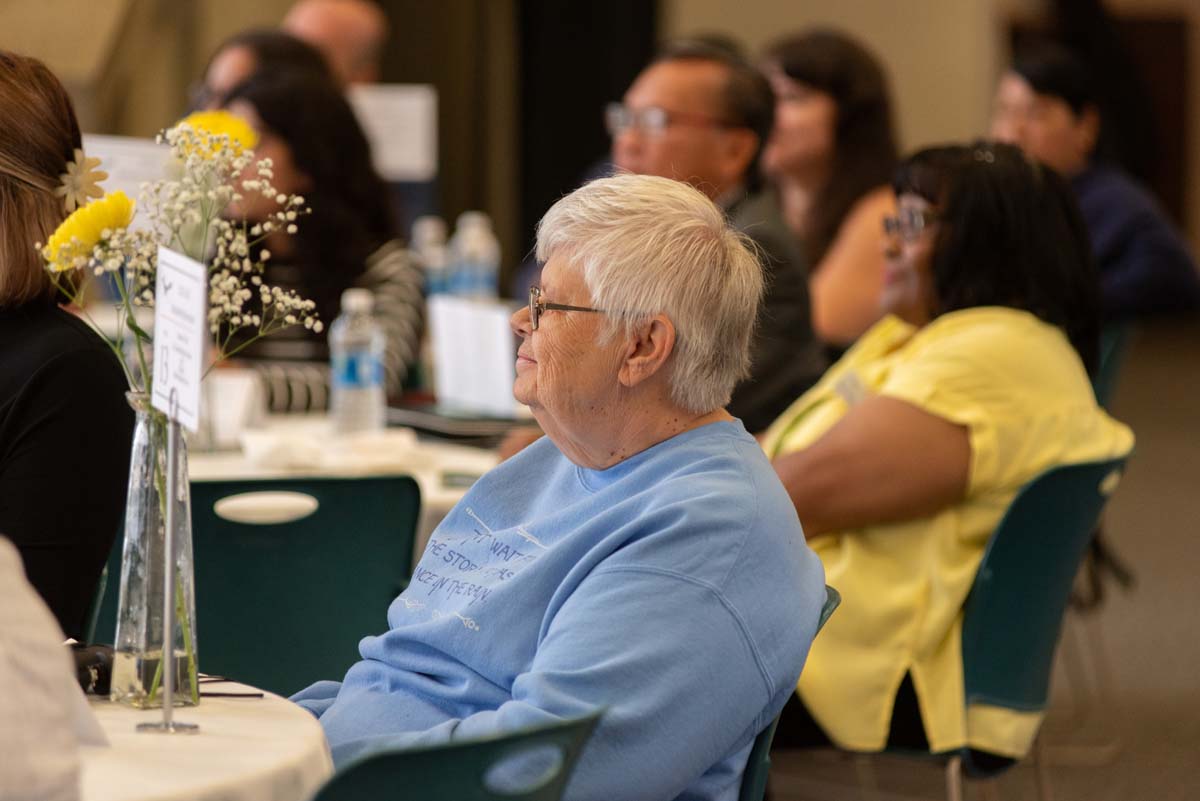 People enjoying the Scholarship Reception