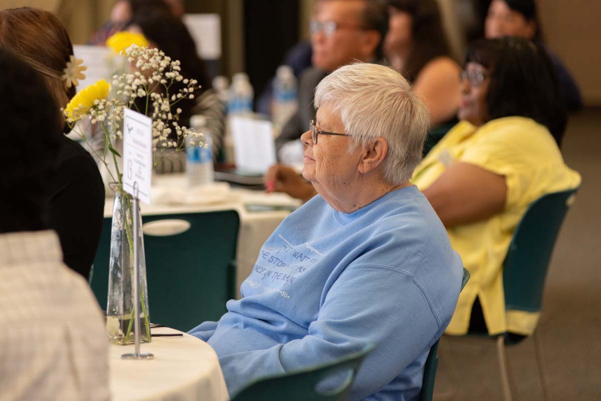 People enjoying the Scholarship Reception