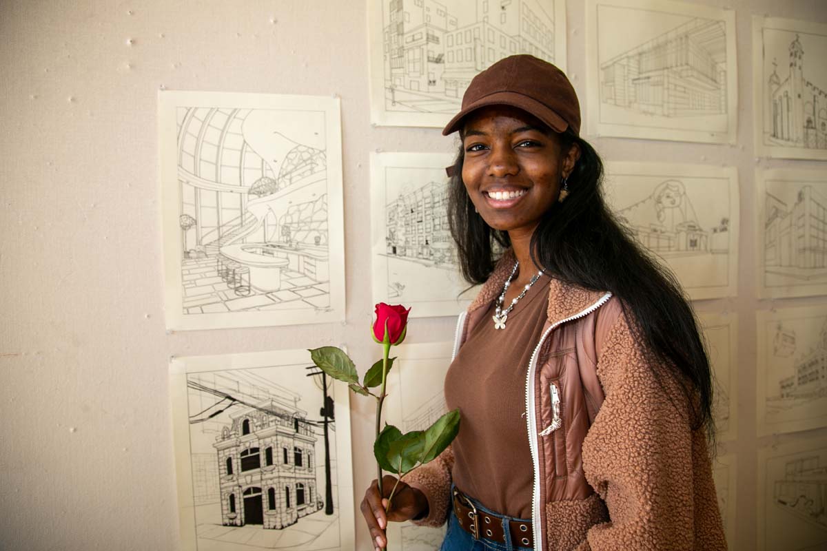 People enjoying the Student Art Show