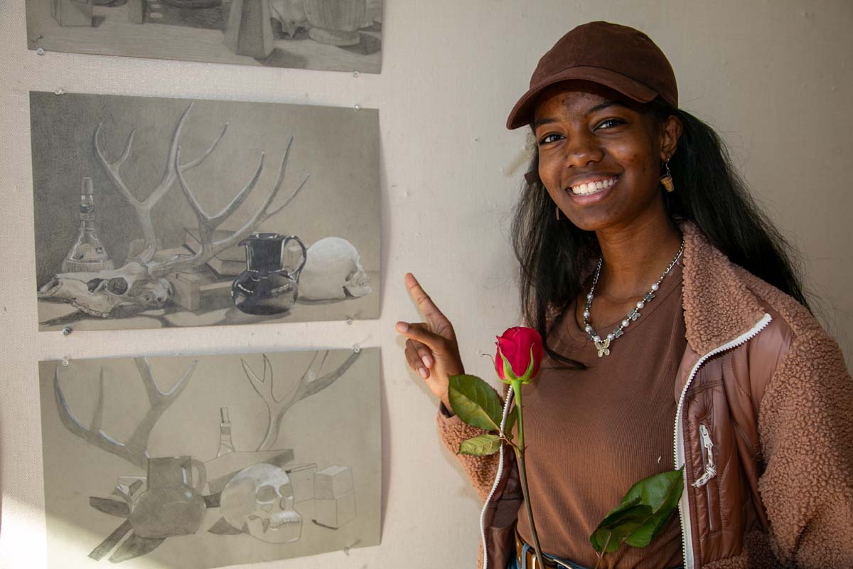 People enjoying the Student Art Show