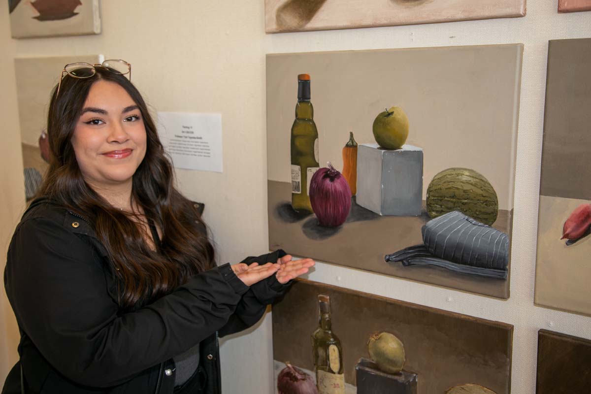 People enjoying the Student Art Show