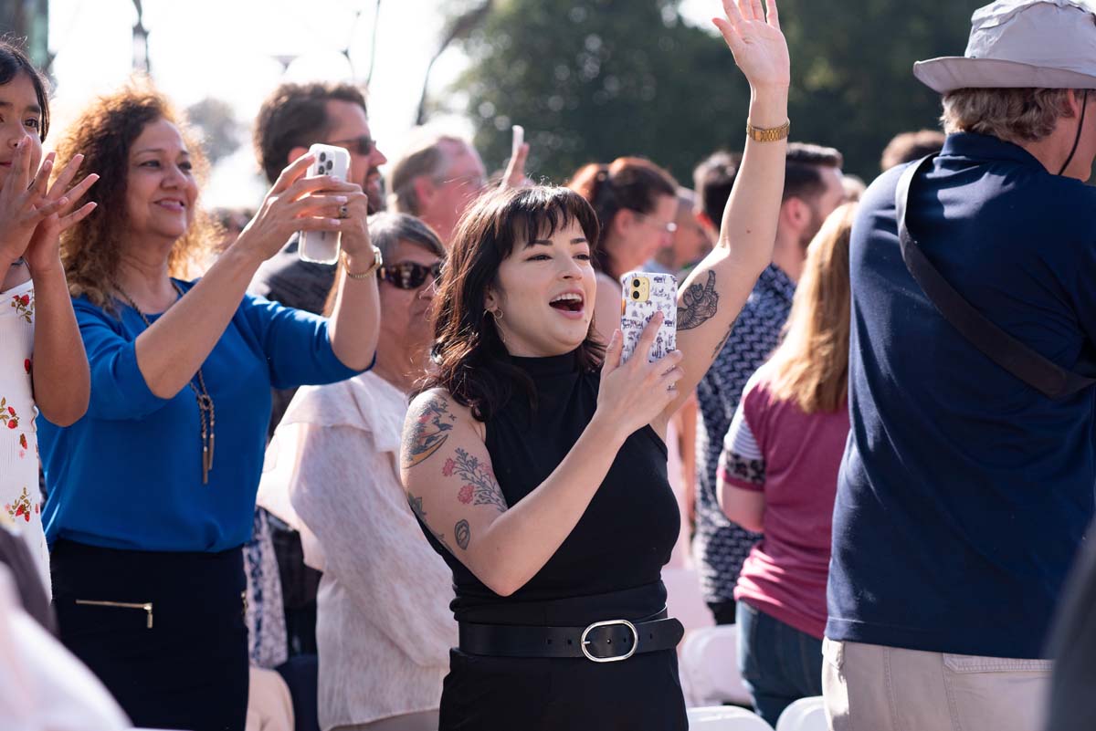 People enjoying Commencement