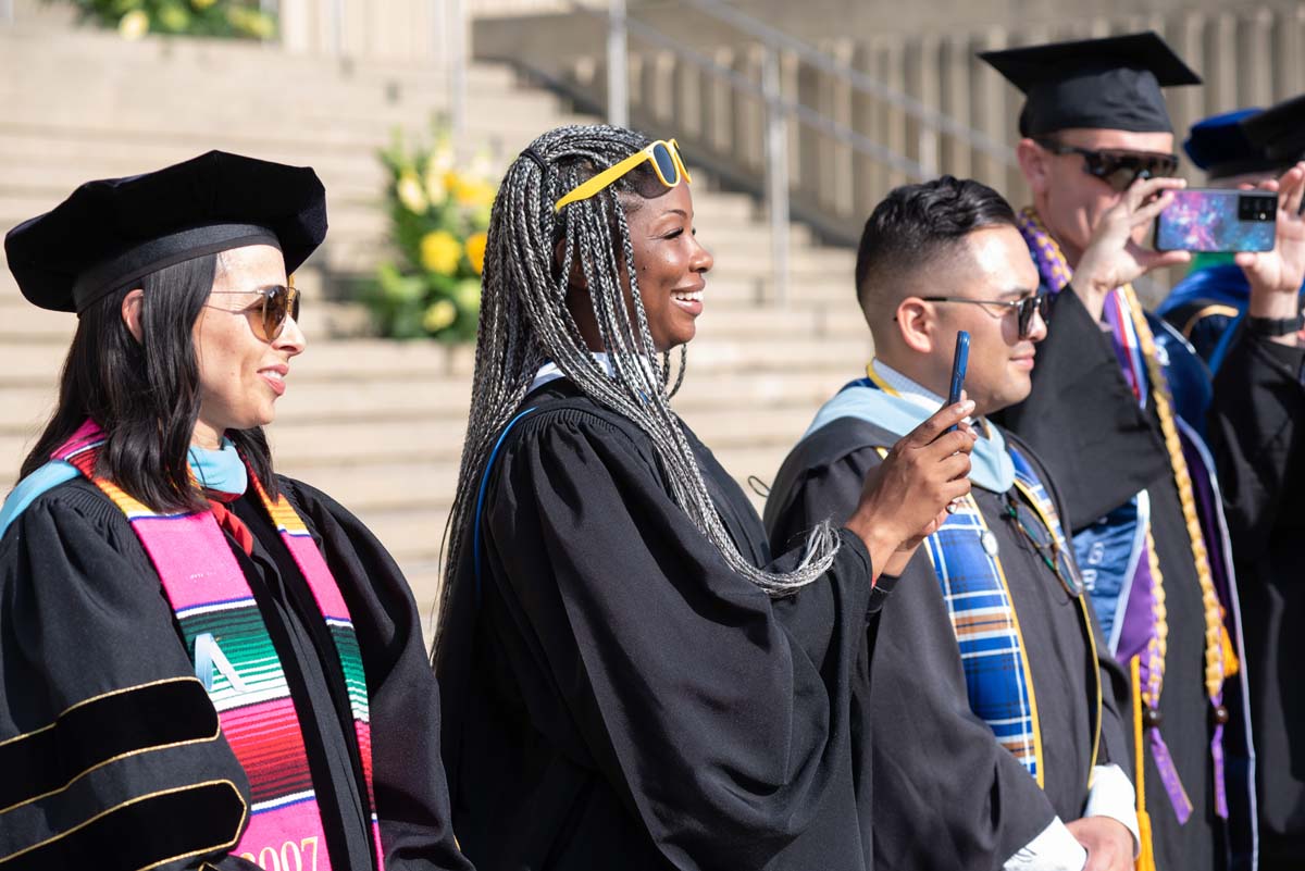 People enjoying Commencement