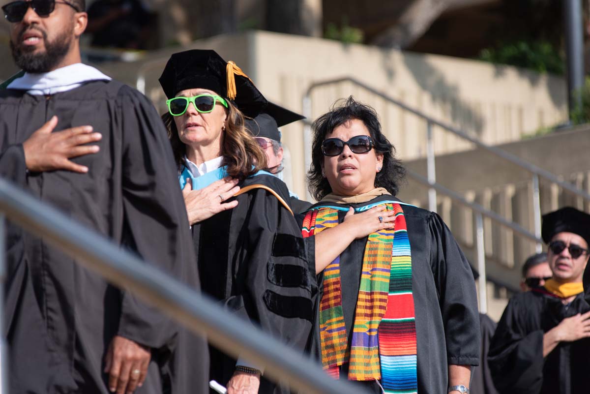 People enjoying Commencement