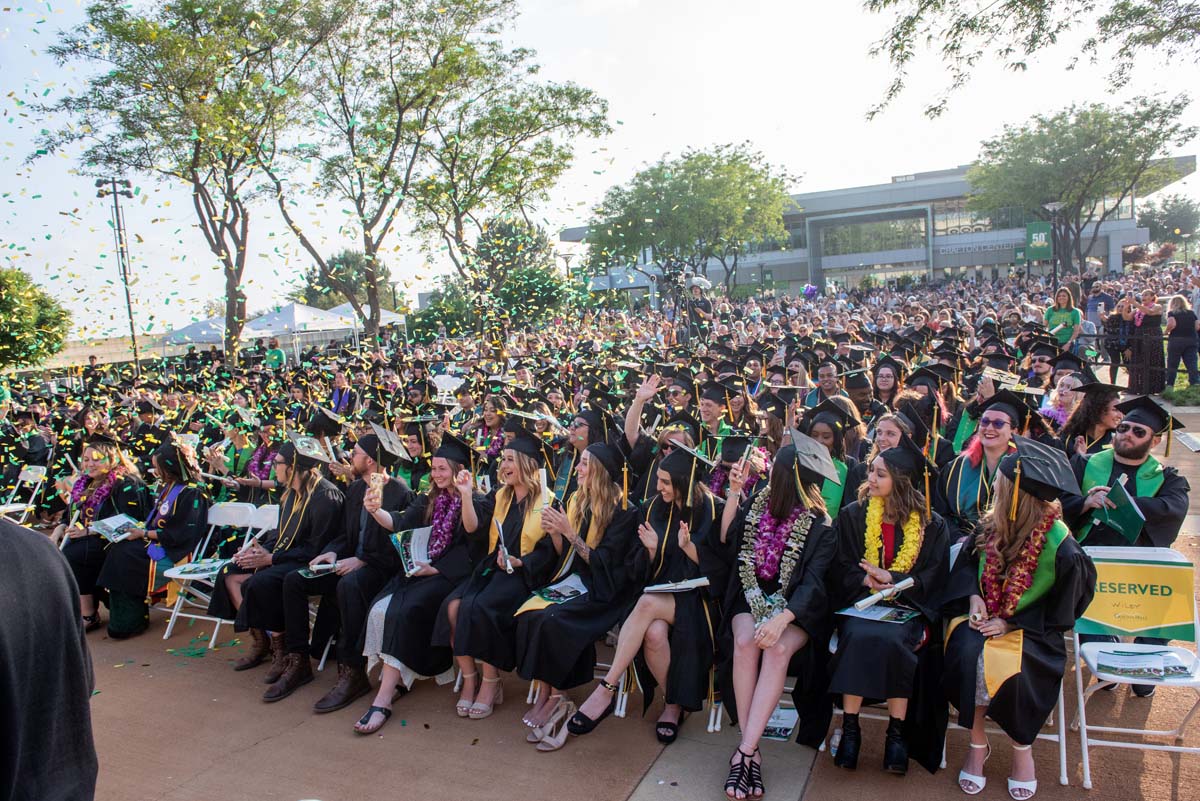 People enjoying Commencement