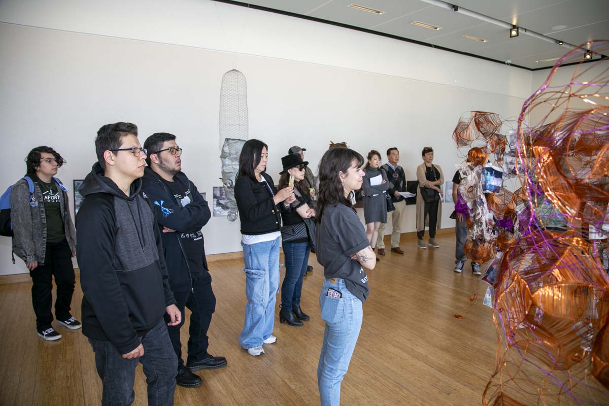 People attending the Art Exhibit