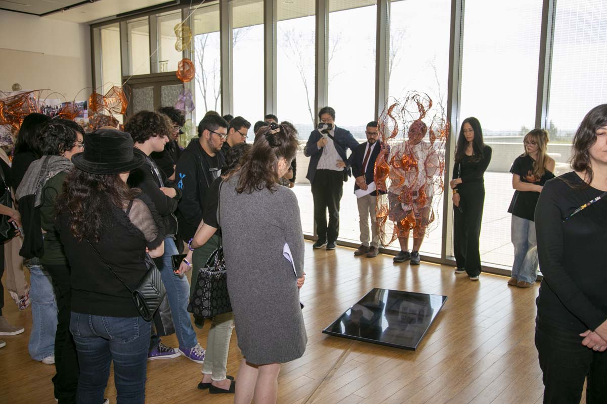 People attending the Art Exhibit