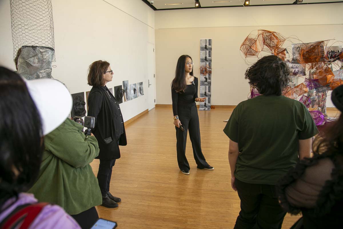 People attending the Art Exhibit