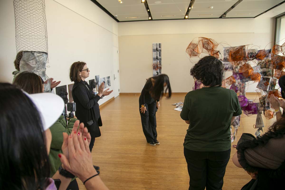 People attending the Art Exhibit