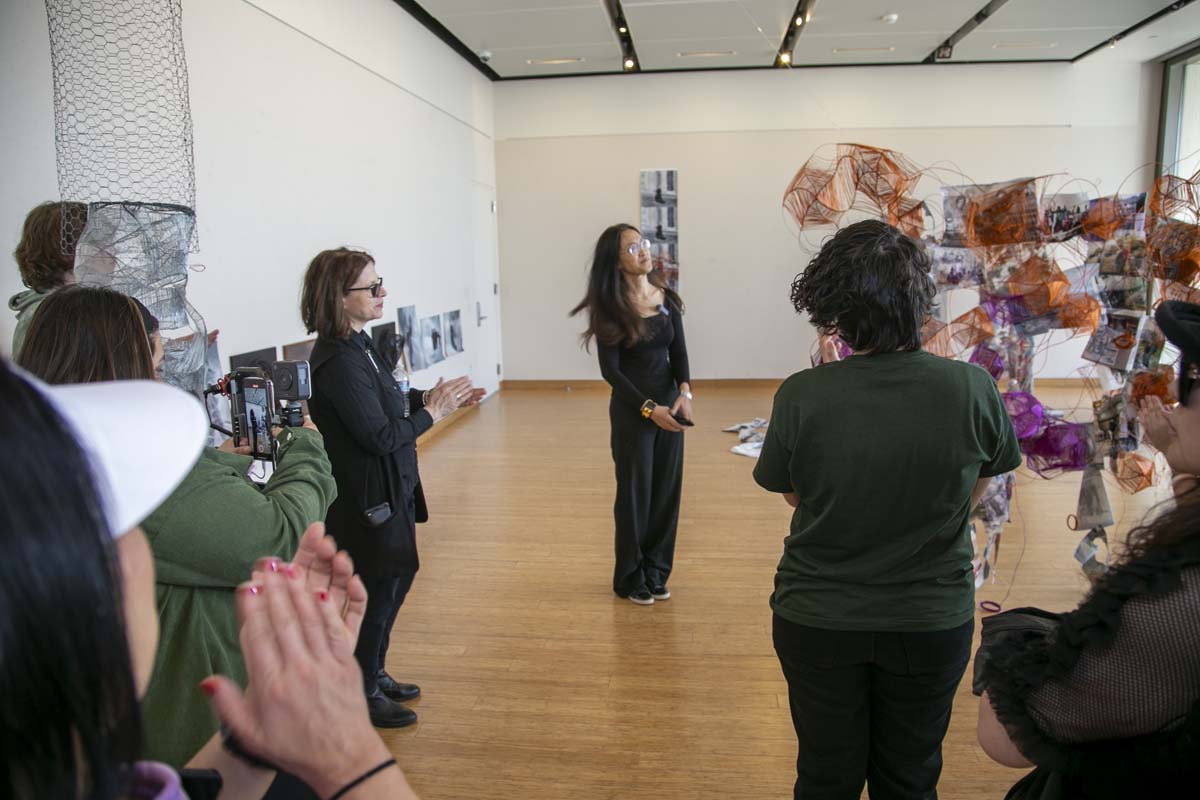 People attending the Art Exhibit