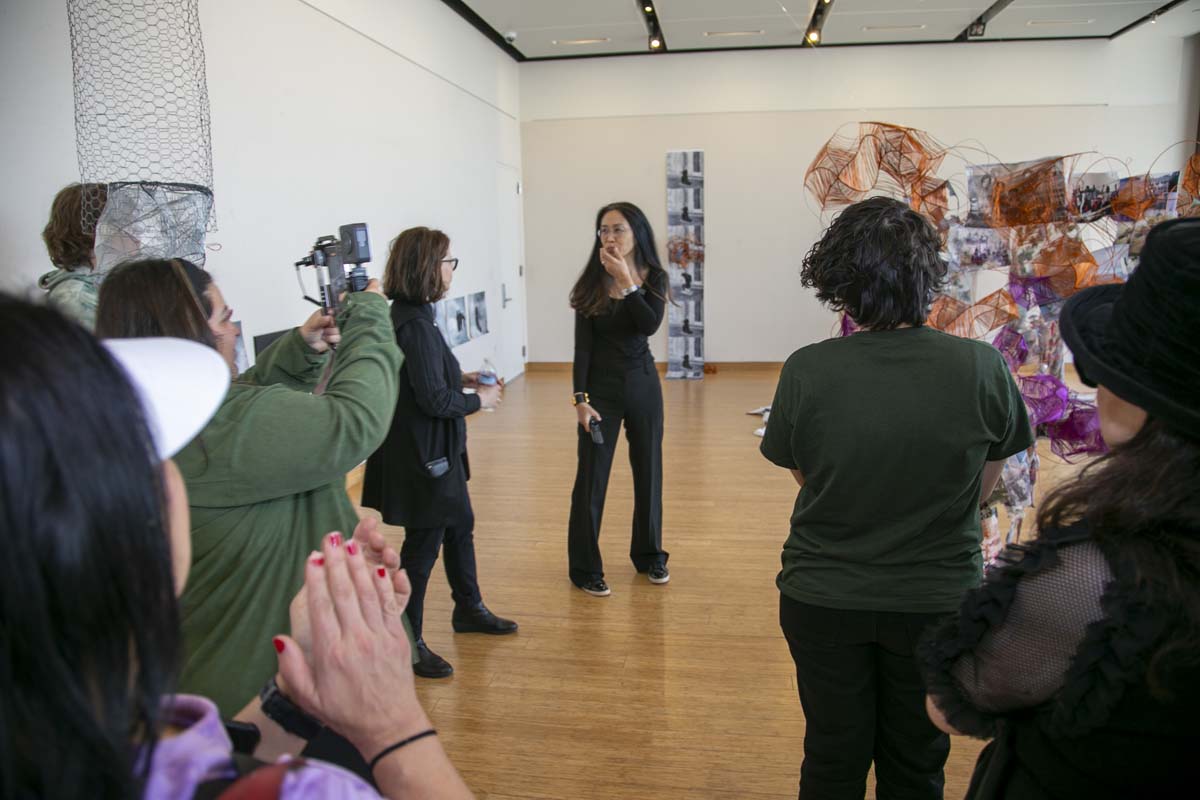 People attending the Art Exhibit