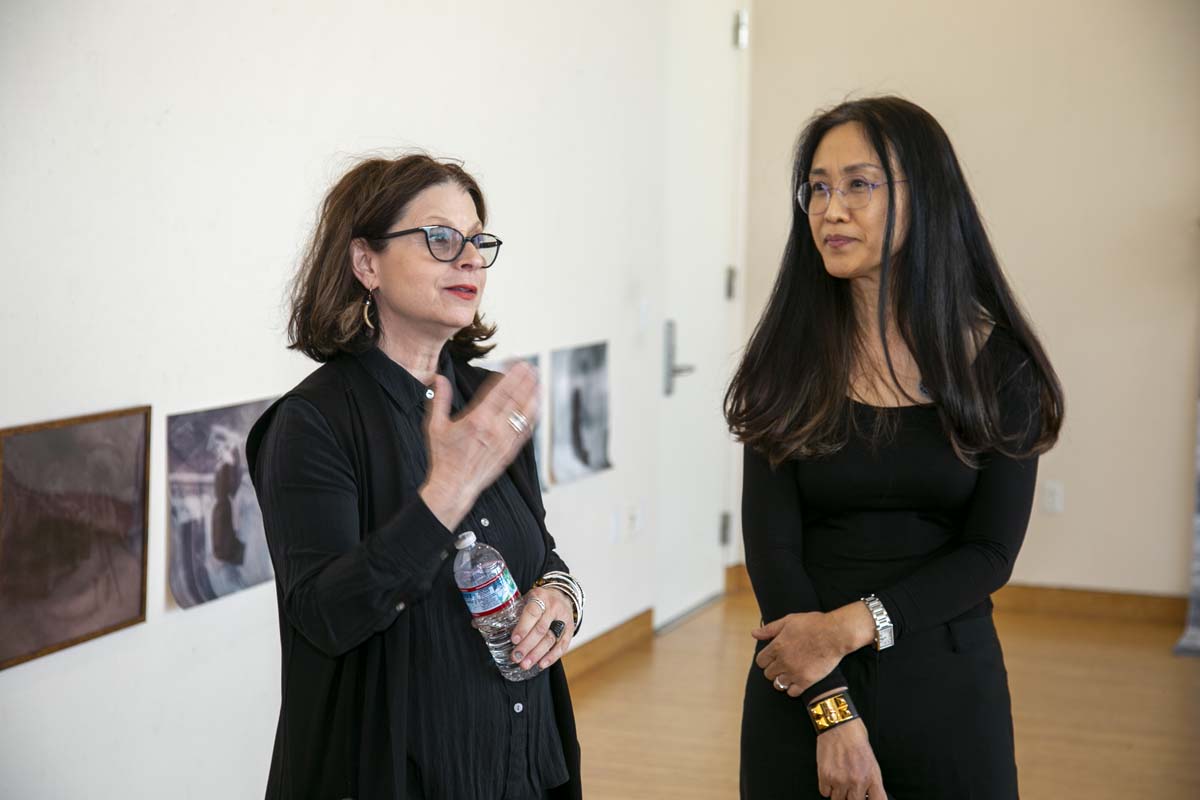 People attending the Art Exhibit