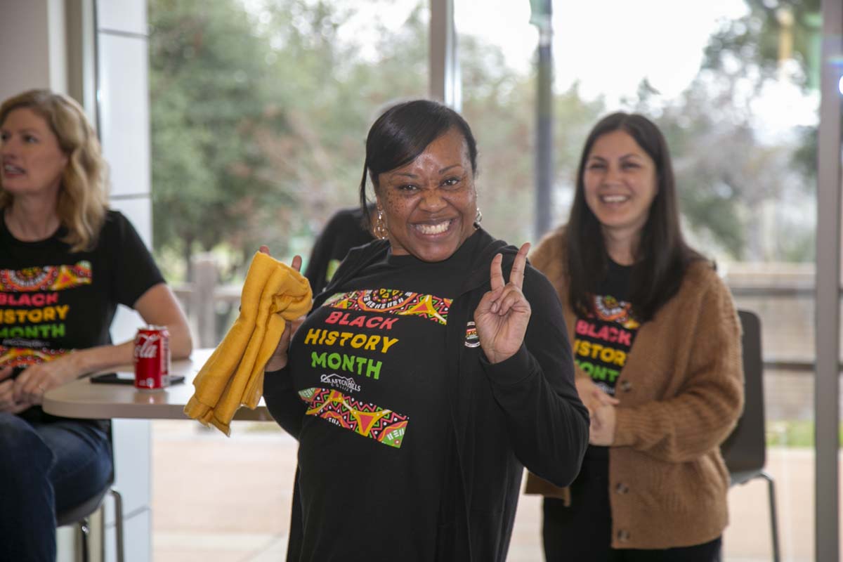 People enjoying the Black History Month closing ceremony