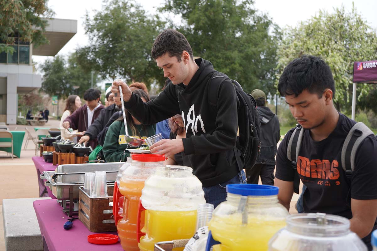 Students geting a drink