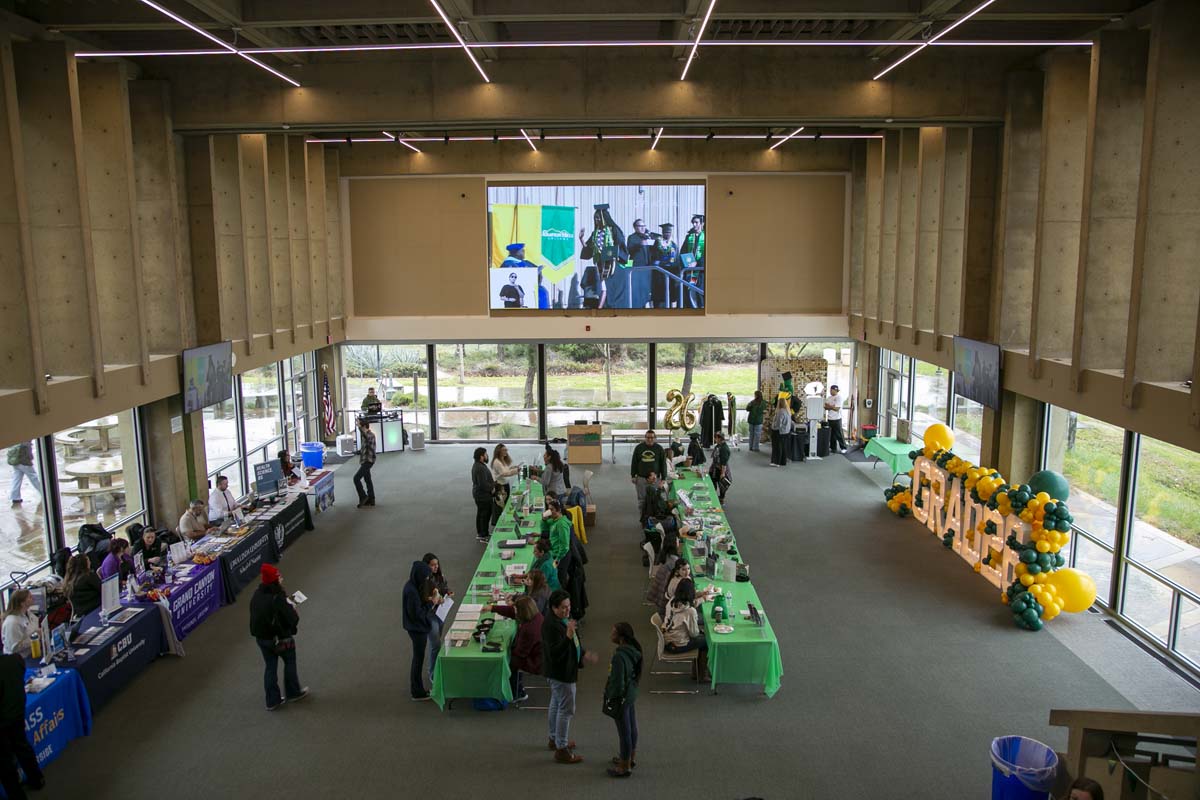 Multiple booths at Grad Fest