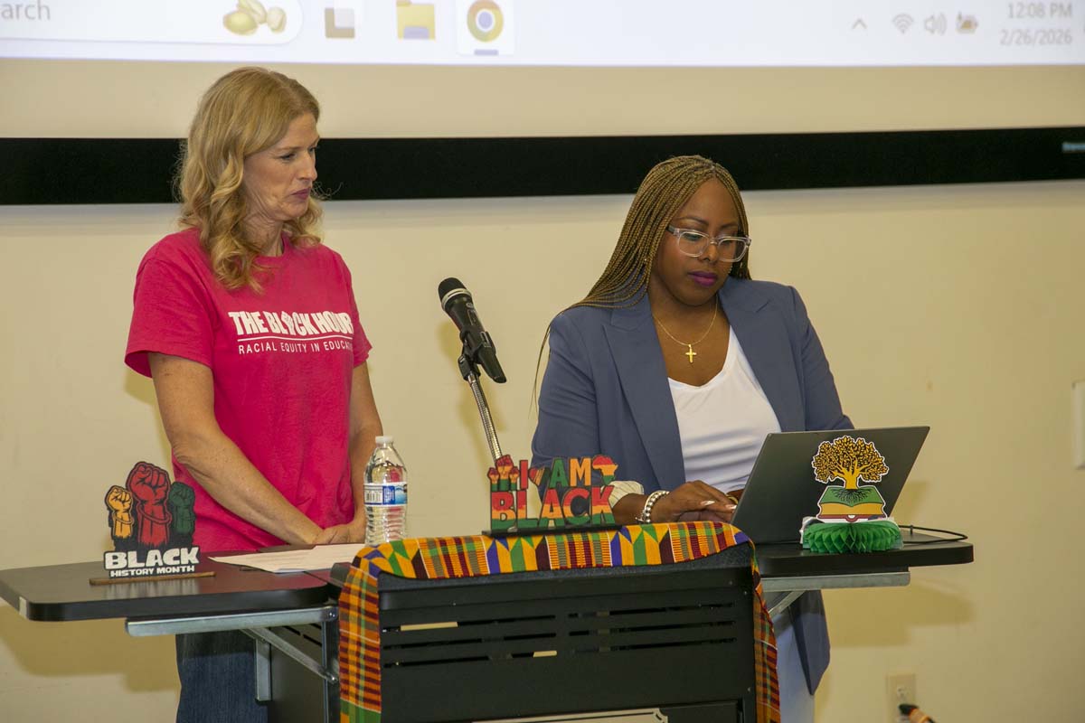 Group line dancing after speaker