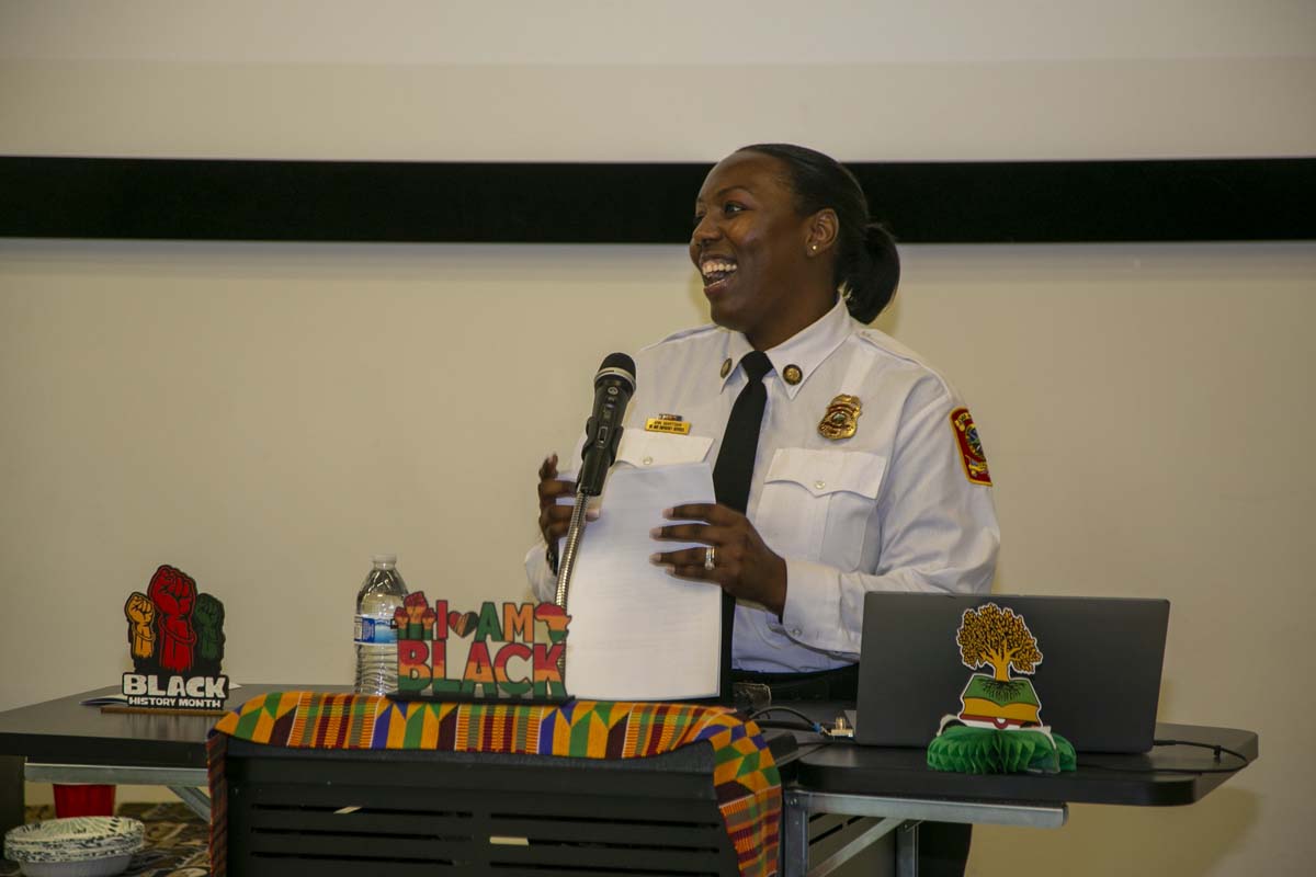 Group line dancing after speaker