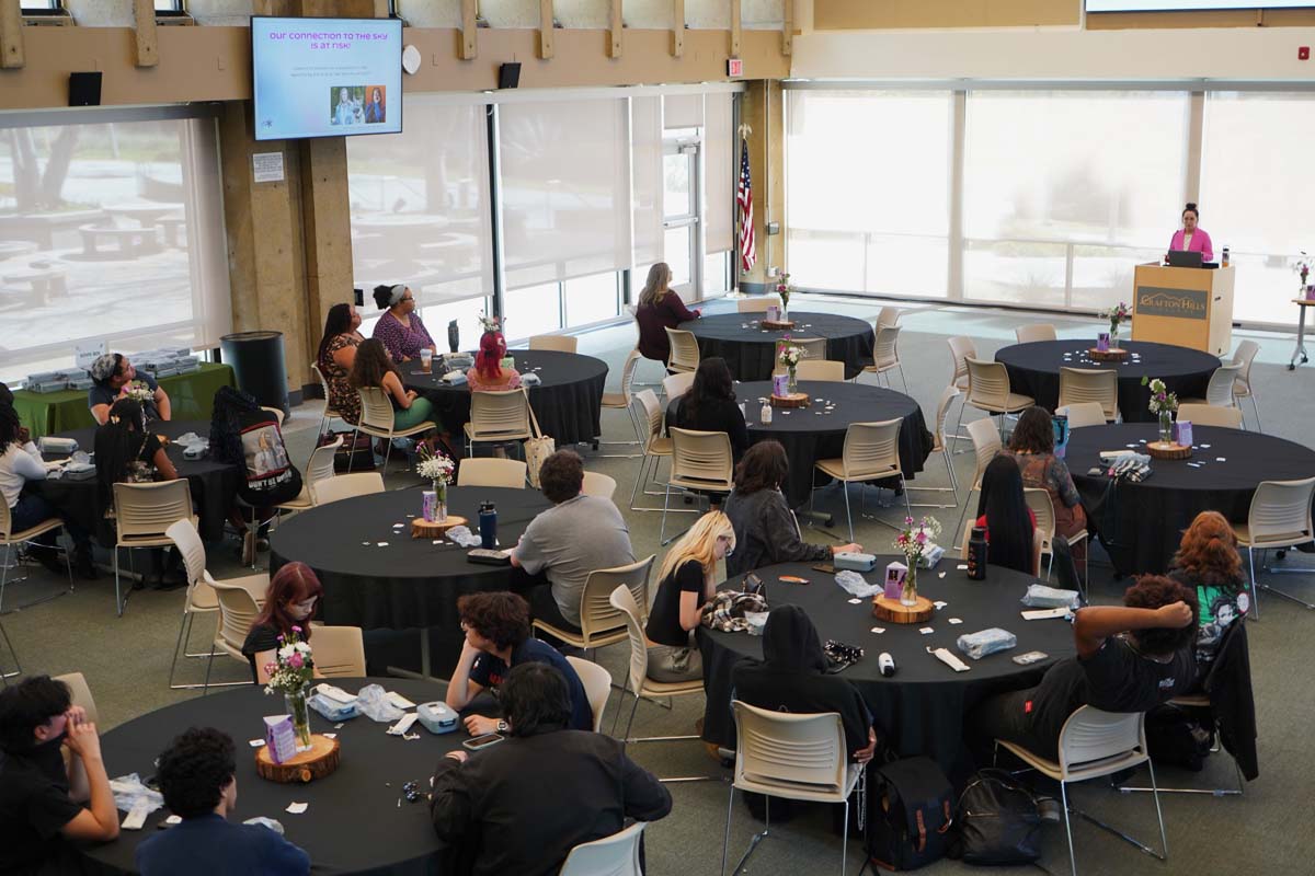 Birds eye view of the tables at the event