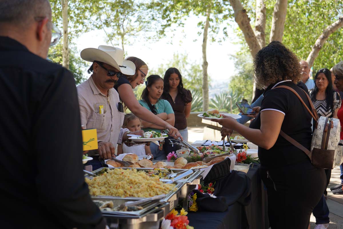 Atendees serving food