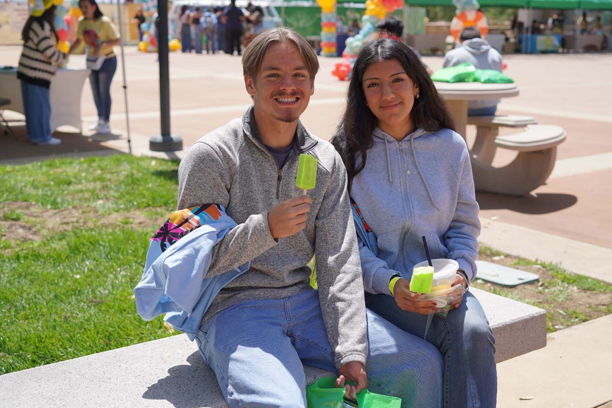 Senior day students with snacks