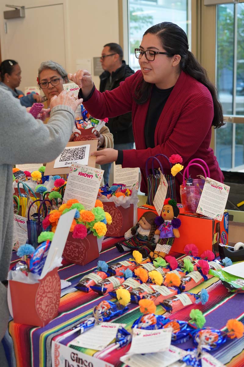 Student selling candy