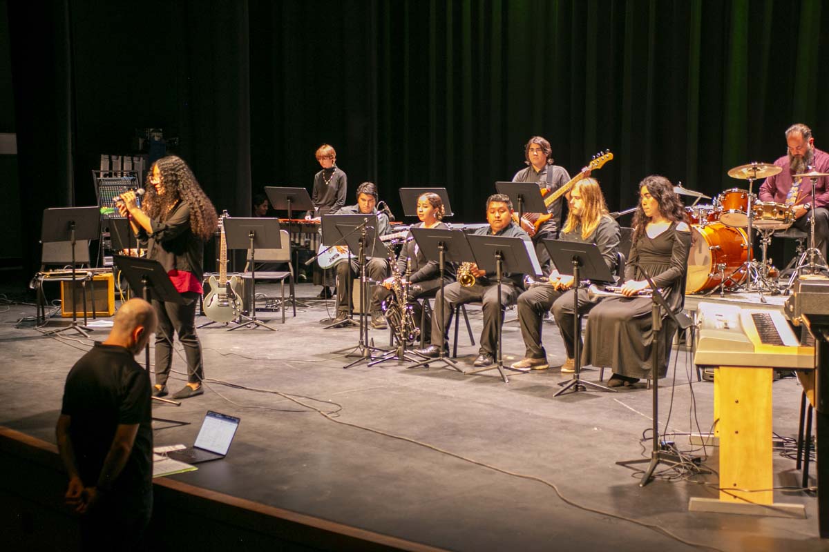 View of full stage at jazz concert