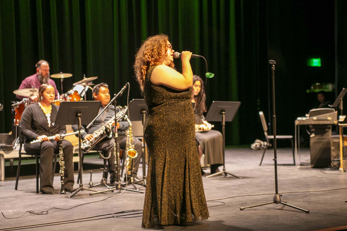 Student singing at jazz concert