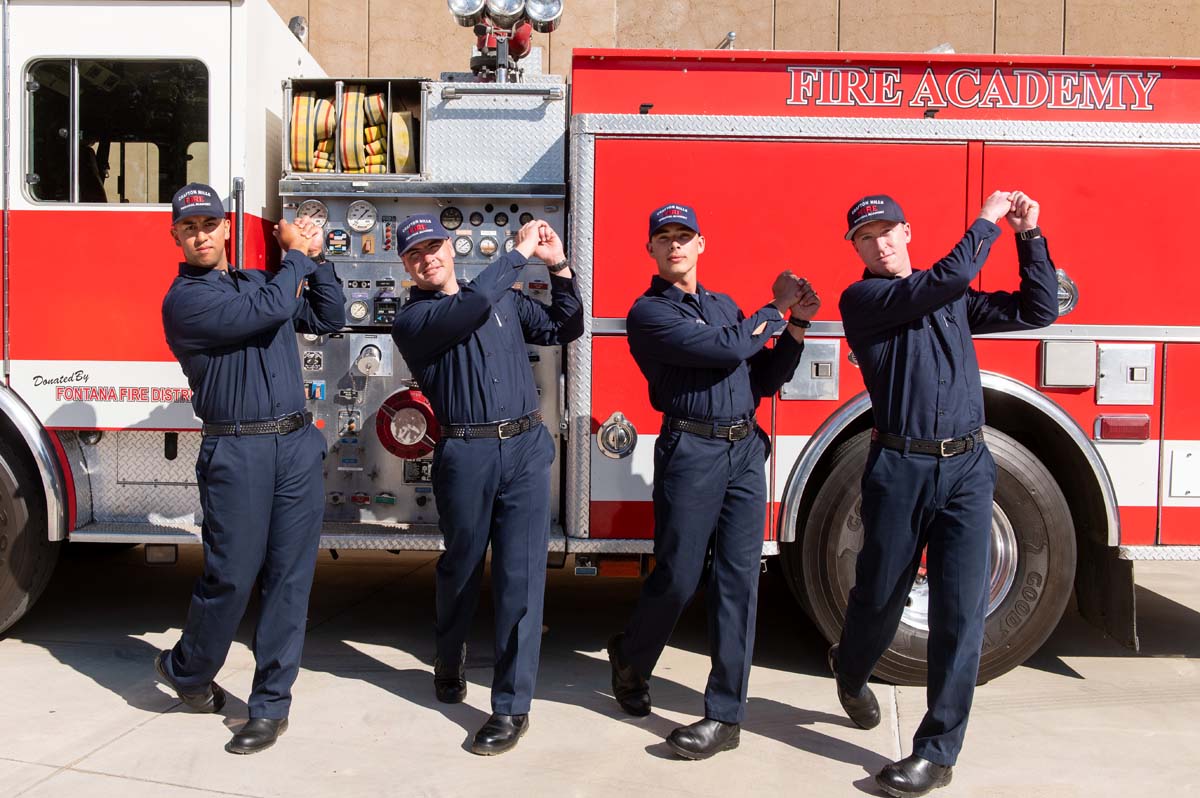 four cadets posing for a silly photo